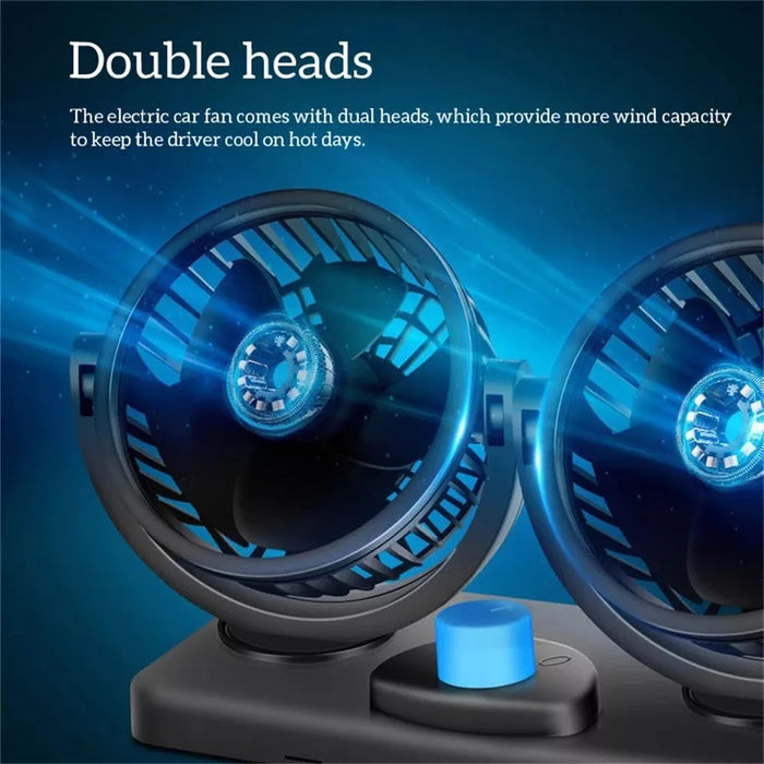 Car Dashboard Cooling Fan USB Electric Dual-Head Cooling Air Circulator Strong Wind 360-Degree Rotatable Cooler - 3