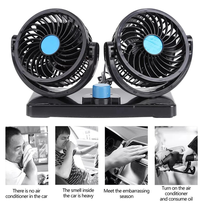 Car Dashboard Cooling Fan USB Electric Dual-Head Cooling Air Circulator Strong Wind 360-Degree Rotatable Cooler - 6