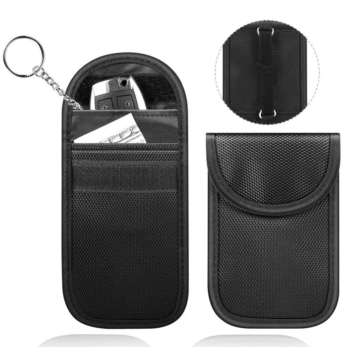 Double Layer RFID Blocking ID Credit Card Storage Pouch Car Key Signal Shielding Bag with Dual Buckle - 2