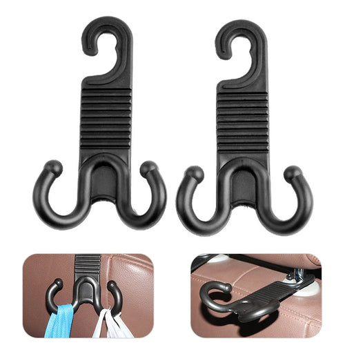 2Pcs Groceries Storage Headrest Hanger Plastic Car Back Seat Bag Holder Double Hooks - 1
