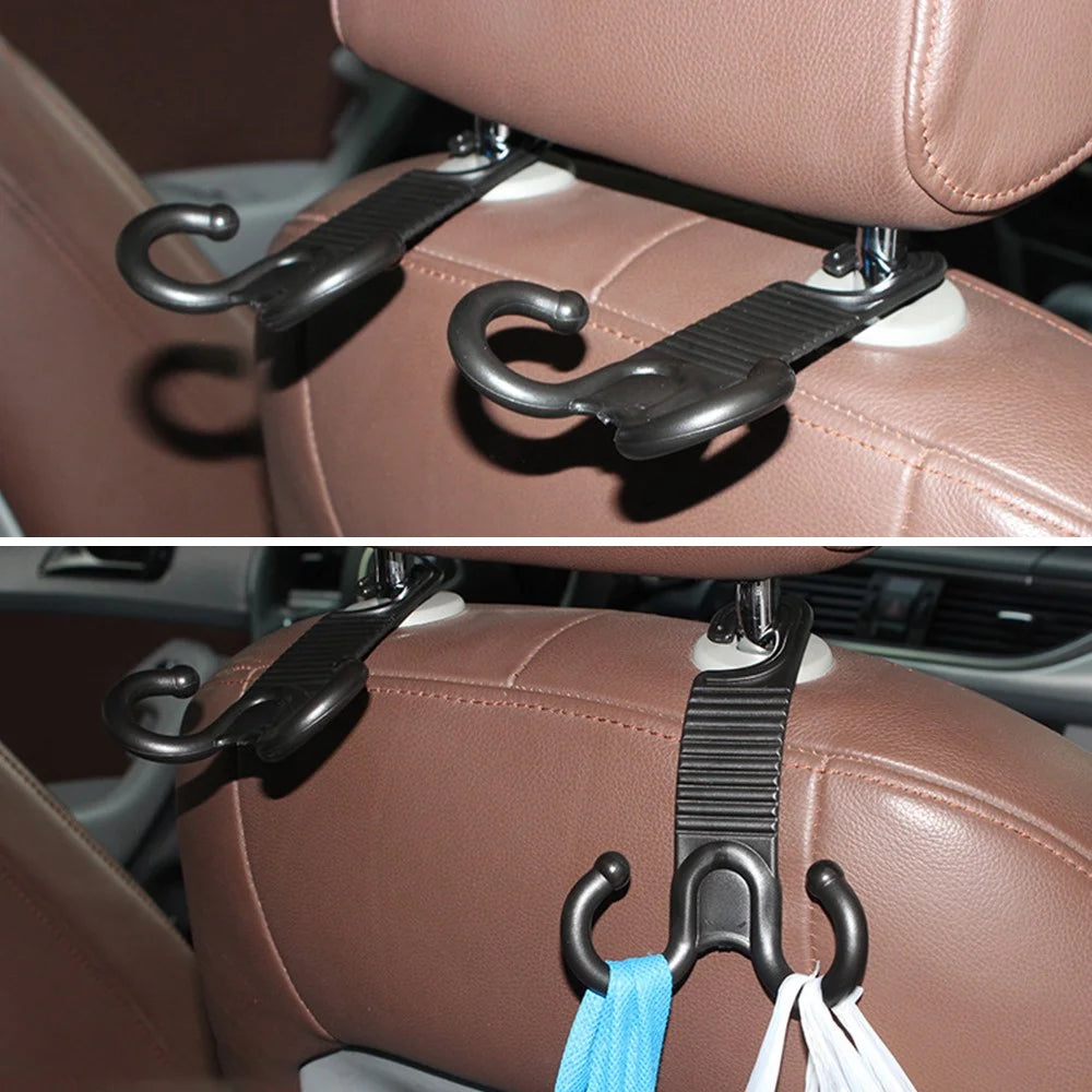 2Pcs Groceries Storage Headrest Hanger Plastic Car Back Seat Bag Holder Double Hooks - 3