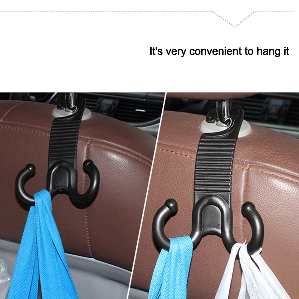 2Pcs Groceries Storage Headrest Hanger Plastic Car Back Seat Bag Holder Double Hooks - 4