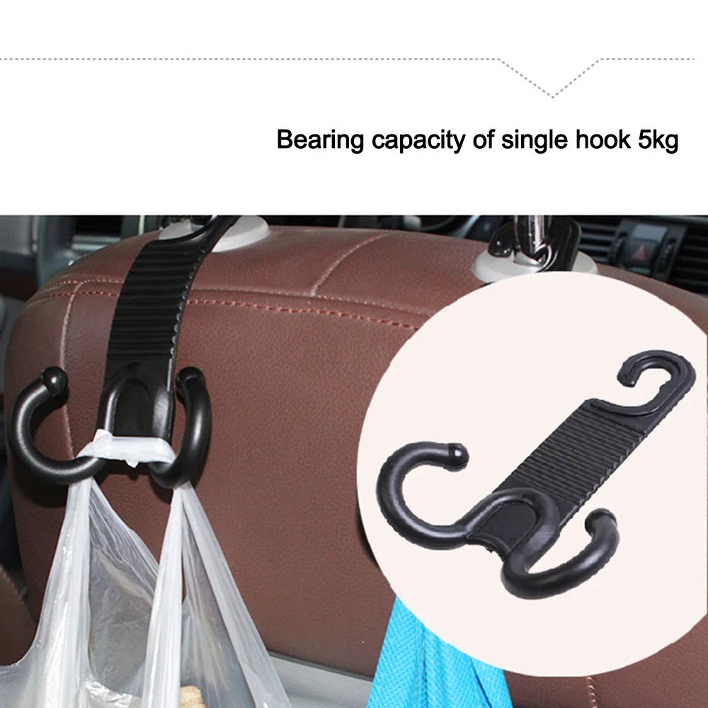 2Pcs Groceries Storage Headrest Hanger Plastic Car Back Seat Bag Holder Double Hooks - 5