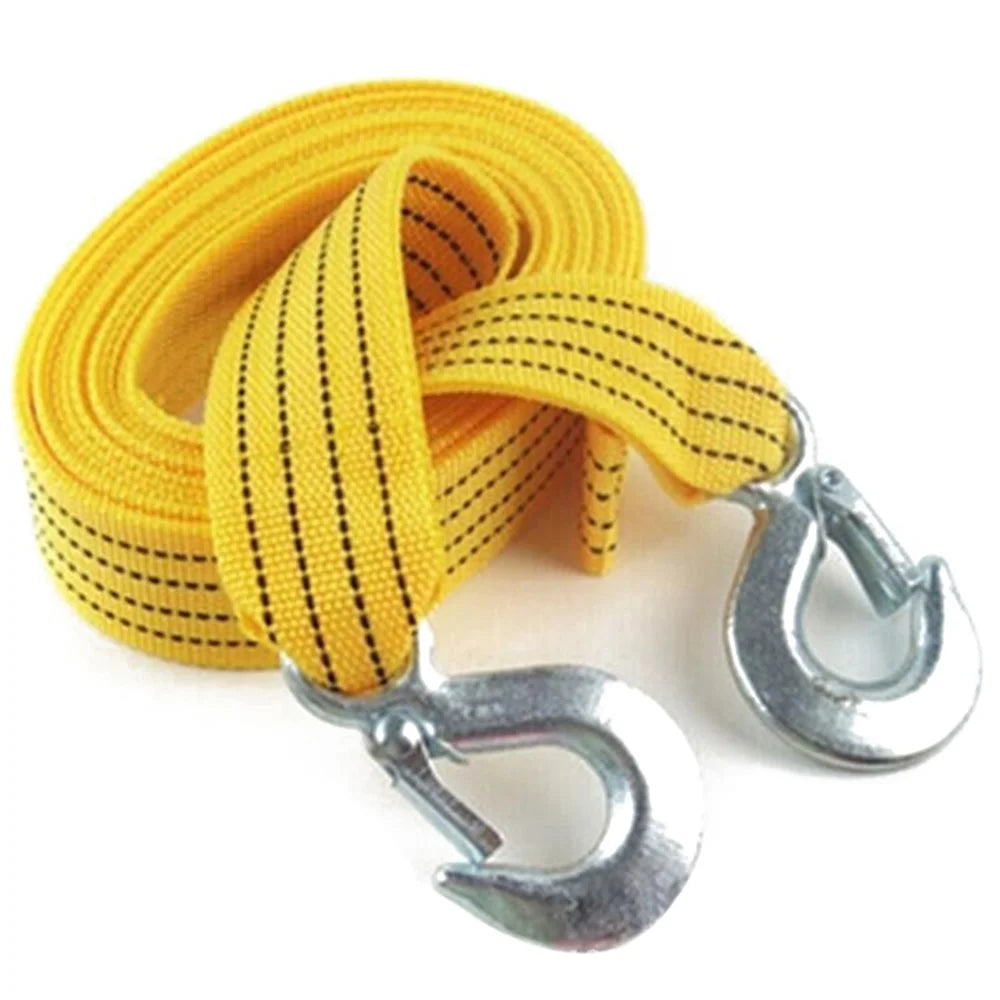 4m 3 Tons Nylon Car Traction Tow Cable for Truck Trailer Winch Towing Pull Rope Strap with Hooks - 1