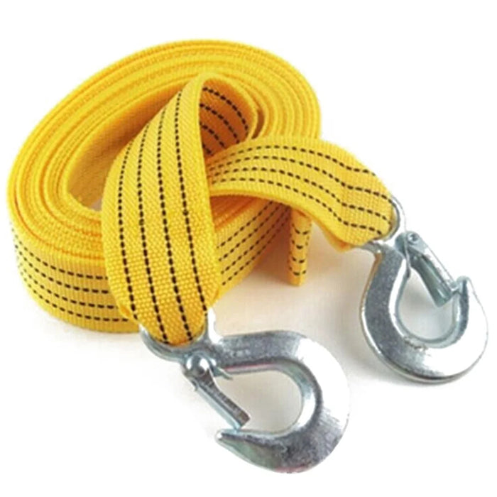 4m 3 Tons Nylon Car Traction Tow Cable for Truck Trailer Winch Towing Pull Rope Strap with Hooks - 1