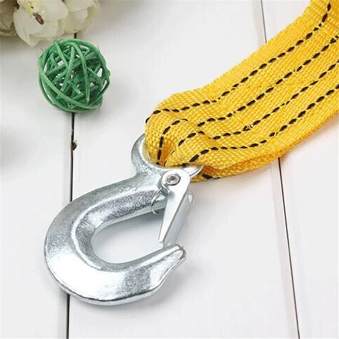 4m 3 Tons Nylon Car Traction Tow Cable for Truck Trailer Winch Towing Pull Rope Strap with Hooks - 4