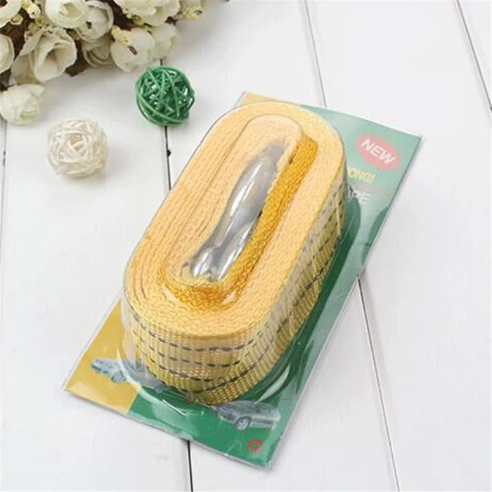 4m 3 Tons Nylon Car Traction Tow Cable for Truck Trailer Winch Towing Pull Rope Strap with Hooks - 5