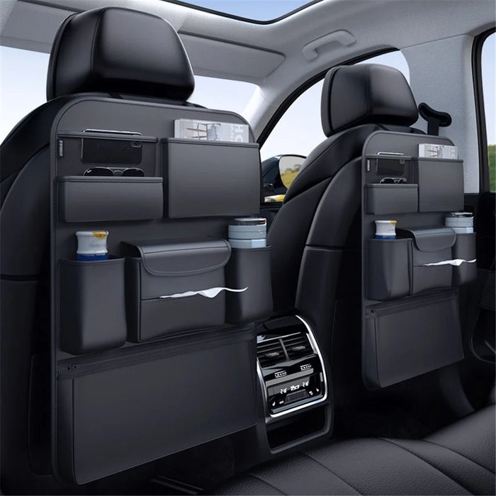 Multifunction Car Back Seat Organizer Bag Automotive Seat Back Organizer for Bottle, Snack, Napkin, Book, Size: L - Black - 3
