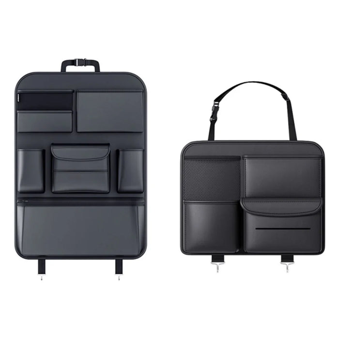 Multifunction Car Back Seat Organizer Bag Automotive Seat Back Organizer for Bottle, Snack, Napkin, Book, Size: L - Black - 7