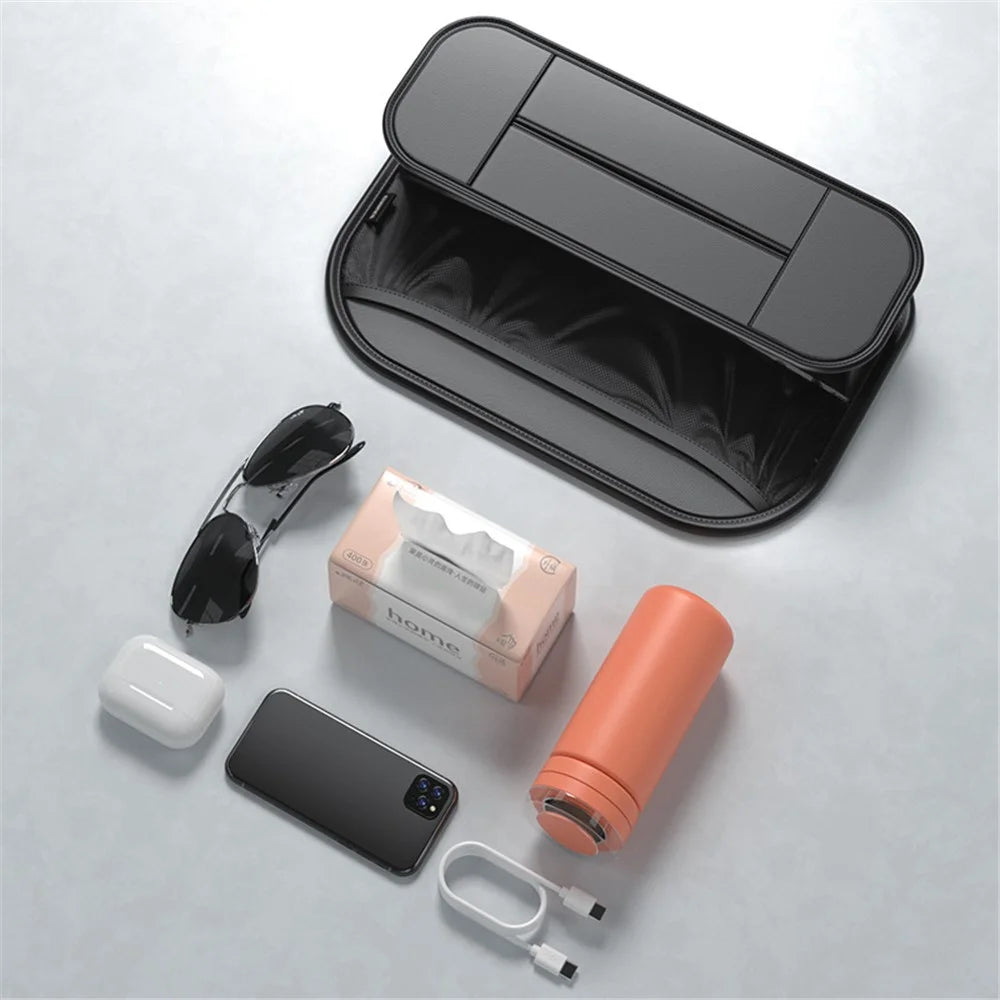 Backseat Car Organizer PU Leather Car Seat Back Storage Holder for Smartphone, Bottle, Cup Universal Car Accessories - 7