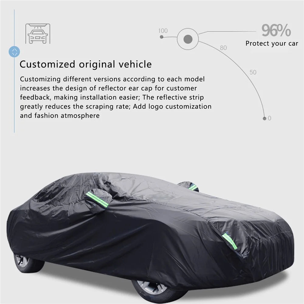 1026 190T Silver Coated Cloth Car Cover Reflective UV Protection Waterproof Car Hood - S - 3