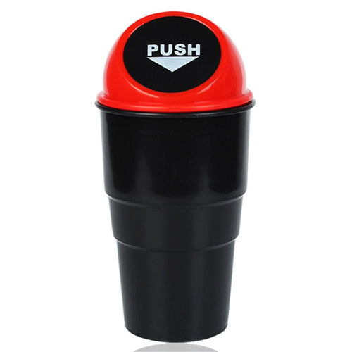 Car Trash Can Ash Bin Hand Push Mini Garbage Can Vehicle Interior Accessories - Red - 1