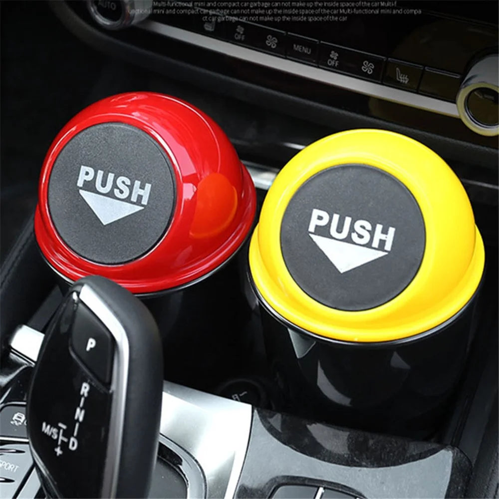 Car Trash Can Ash Bin Hand Push Mini Garbage Can Vehicle Interior Accessories - Red - 3