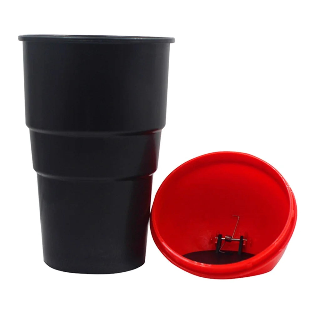 Car Trash Can Ash Bin Hand Push Mini Garbage Can Vehicle Interior Accessories - Red - 5