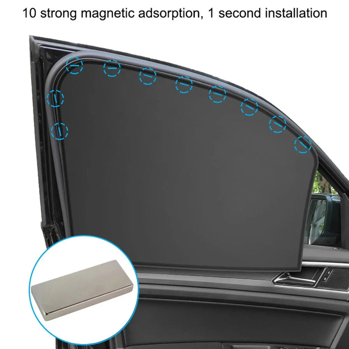 Car Front Side Window Sun Shade UV Protection Polyester Magnetic Car Sunshade Curtain (Driver Side, 62x48x33cm) - 6