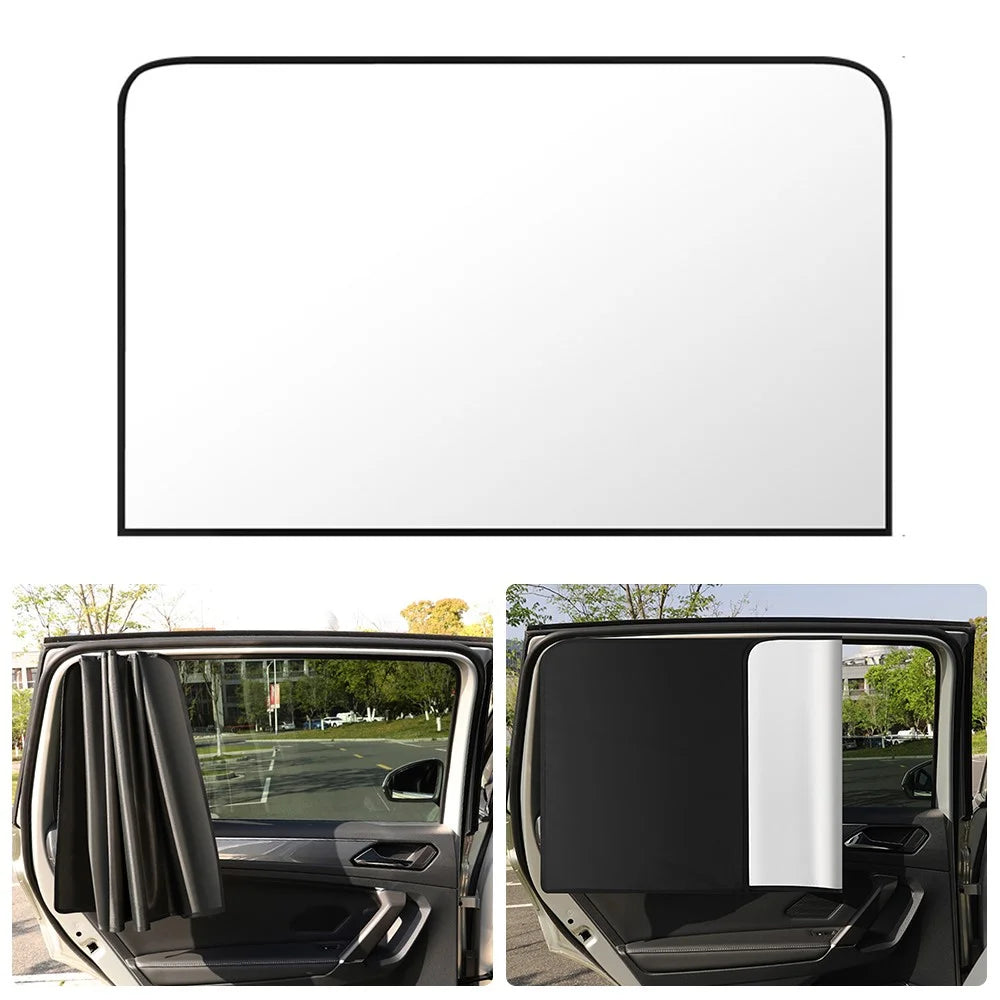 Magnetic Car Sunshade Titanium Silver Cloth Rear Side Window Sun Shade UV Protection Window Curtain, 80x50cm - 1