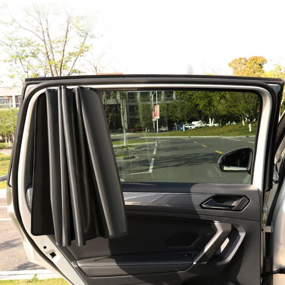 Magnetic Car Sunshade Titanium Silver Cloth Rear Side Window Sun Shade UV Protection Window Curtain, 80x50cm - 3