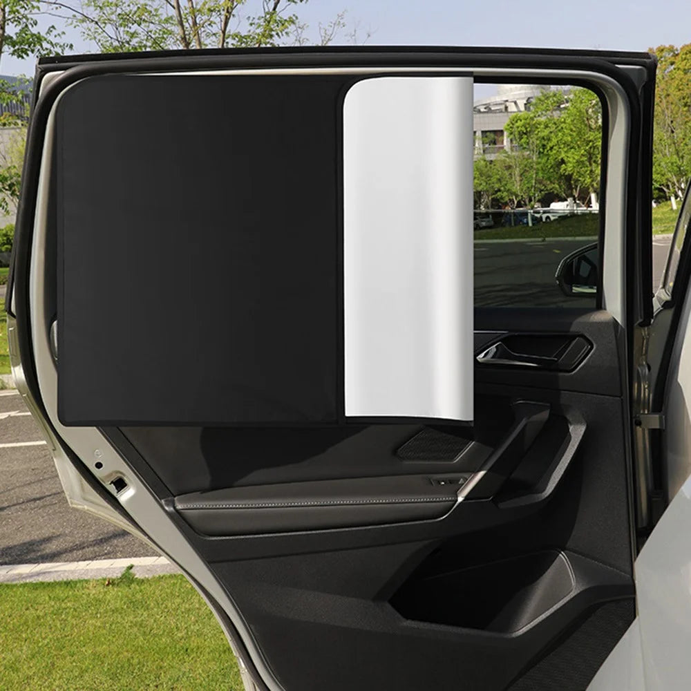 Magnetic Car Sunshade Titanium Silver Cloth Rear Side Window Sun Shade UV Protection Window Curtain, 80x50cm - 4