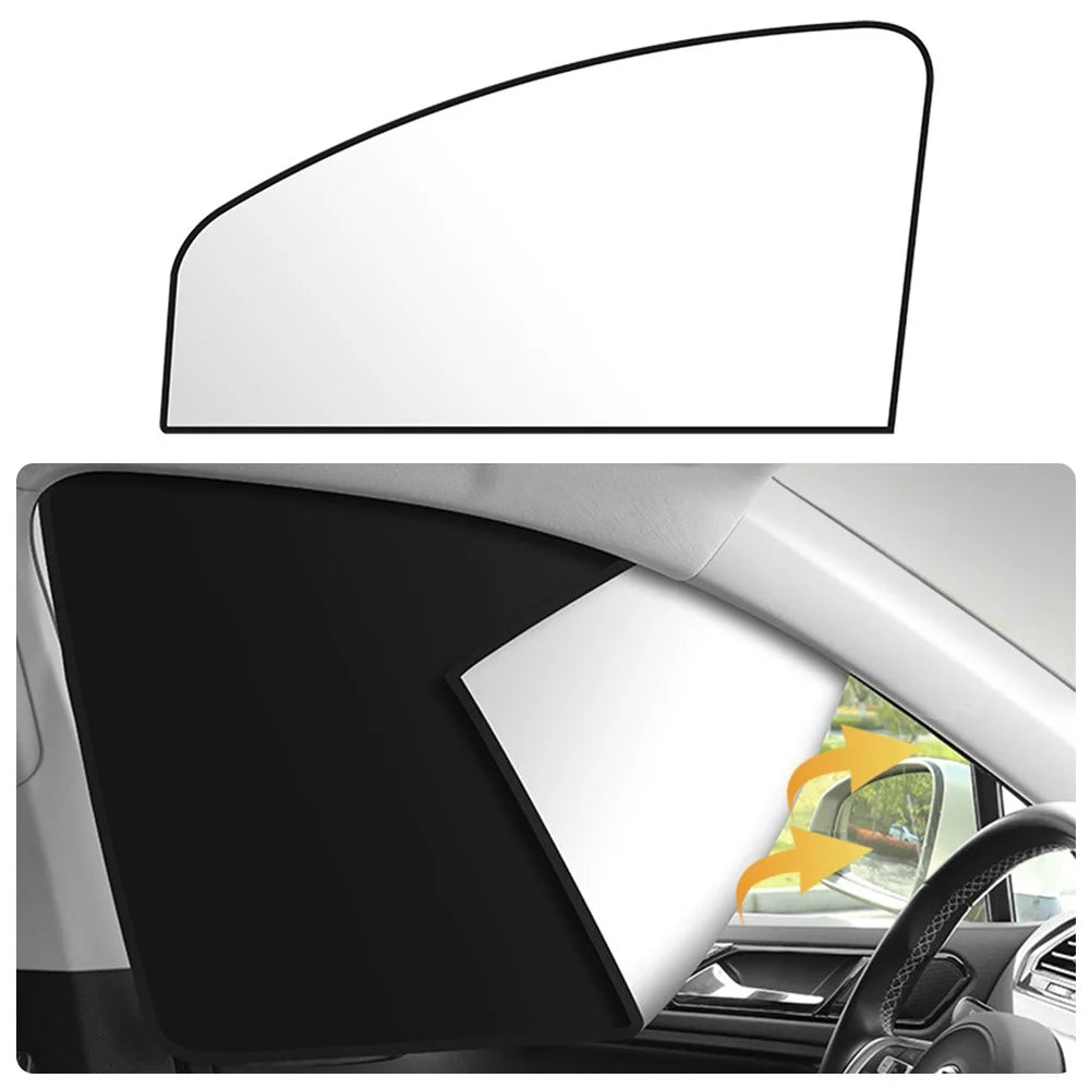 Titanium Silver Cloth Magnetic Car Sunshade UV Protection Front Side Window Sun Shade (Driver Side, 80x50x20cm) - 1