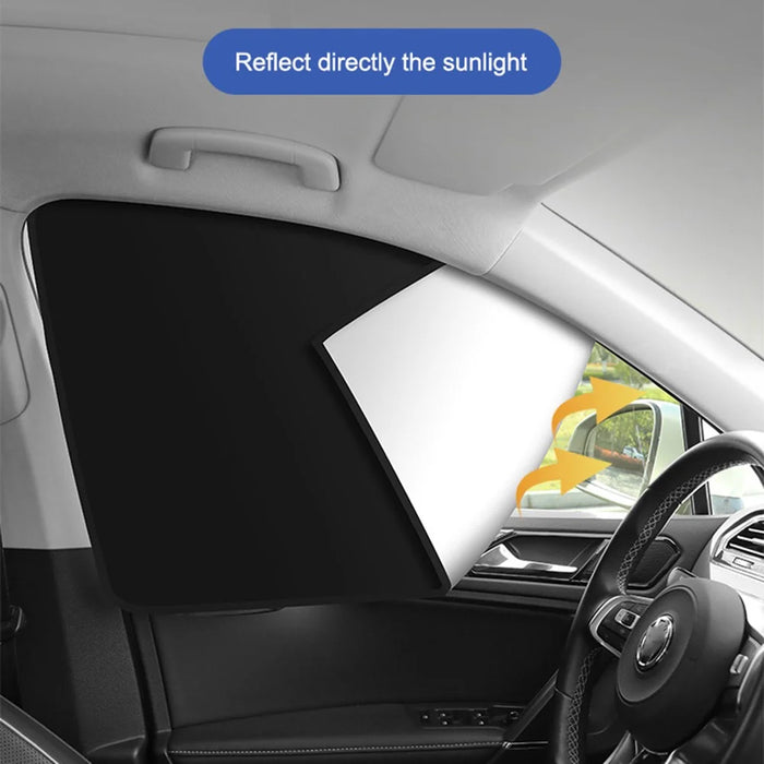 Titanium Silver Cloth Magnetic Car Sunshade UV Protection Front Side Window Sun Shade (Driver Side, 80x50x20cm) - 3