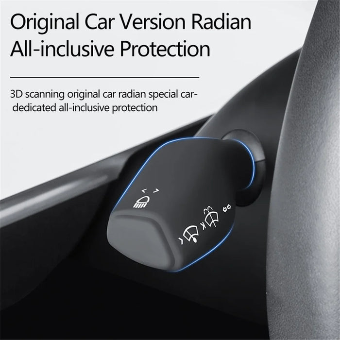 TSL62 2PCS For Tesla Model 3 / Y Silicone Car Shift Knob Cover Automobile Shift Protector Sleeve (English Version) - Black - 2