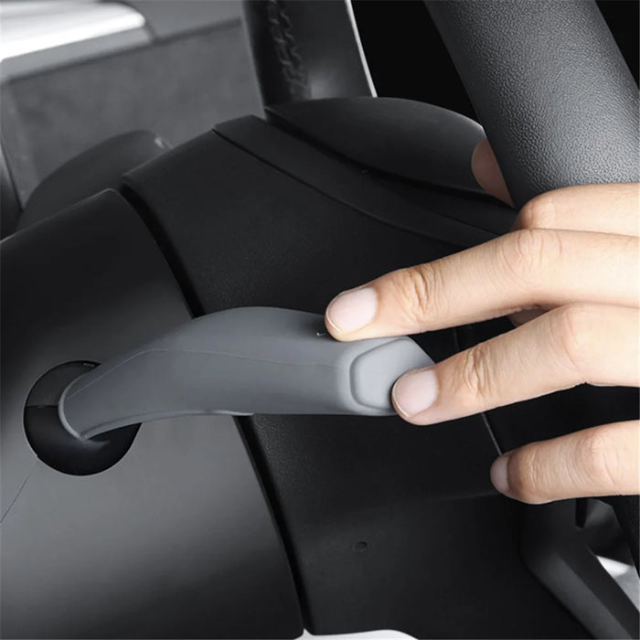 TSL62 2PCS For Tesla Model 3 / Y Silicone Car Shift Knob Cover Automobile Shift Protector Sleeve (English Version) - Black - 6