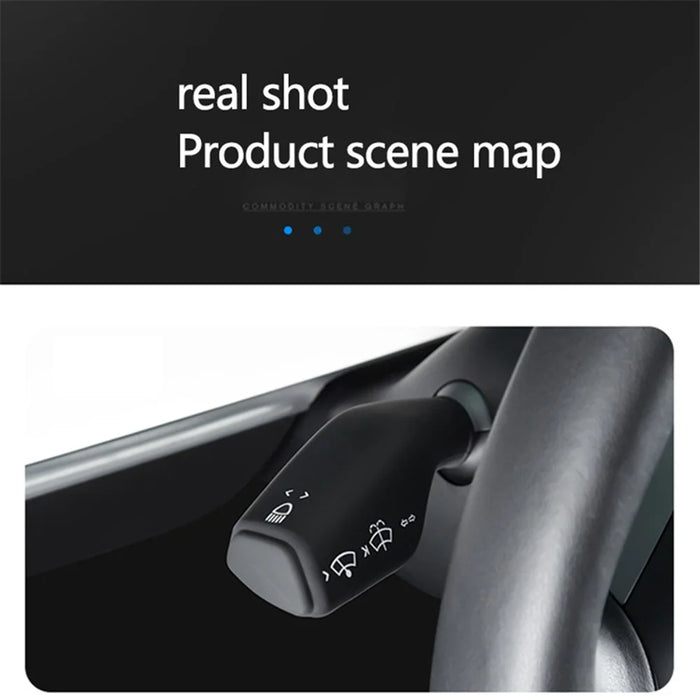 TSL62 2PCS For Tesla Model 3 / Y Silicone Car Shift Knob Cover Automobile Shift Protector Sleeve (English Version) - Black - 7