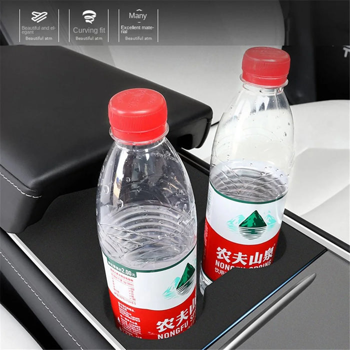 M10739 For Tesla Model 3 / Y Integrated Silicone Car Armrest Anti-slip Mat Cup Drinks Holder Tray Center Console Organizer - Black - 2