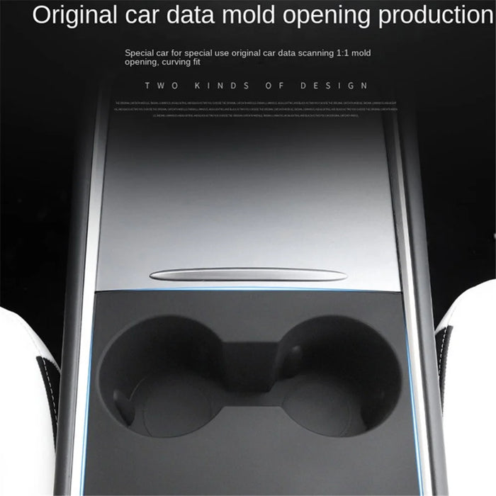 M10739 For Tesla Model 3 / Y Integrated Silicone Car Armrest Anti-slip Mat Cup Drinks Holder Tray Center Console Organizer - Black - 5