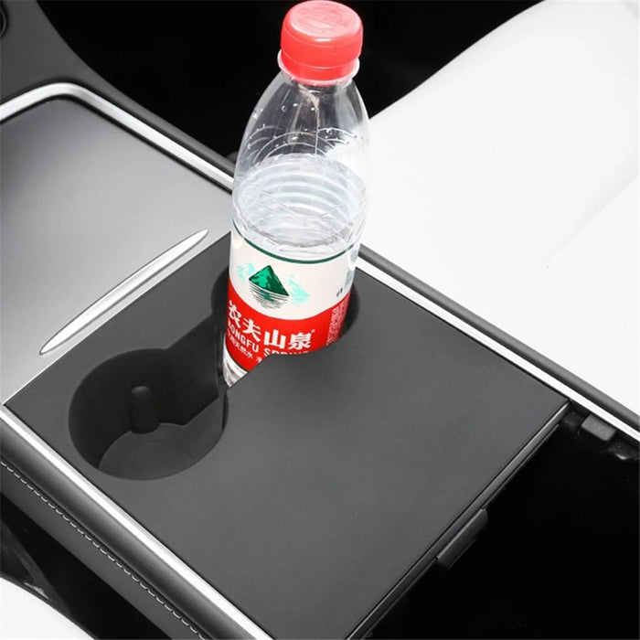 M10739 For Tesla Model 3 / Y Integrated Silicone Car Armrest Anti-slip Mat Cup Drinks Holder Tray Center Console Organizer - Black - 6