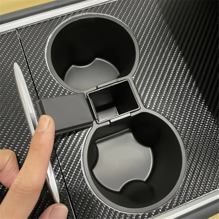 M30107 For Tesla Model 3 / Y TPE+ABS Ashtray Design Car Center Console Organizer Drinks Cup Holder Tray - 3