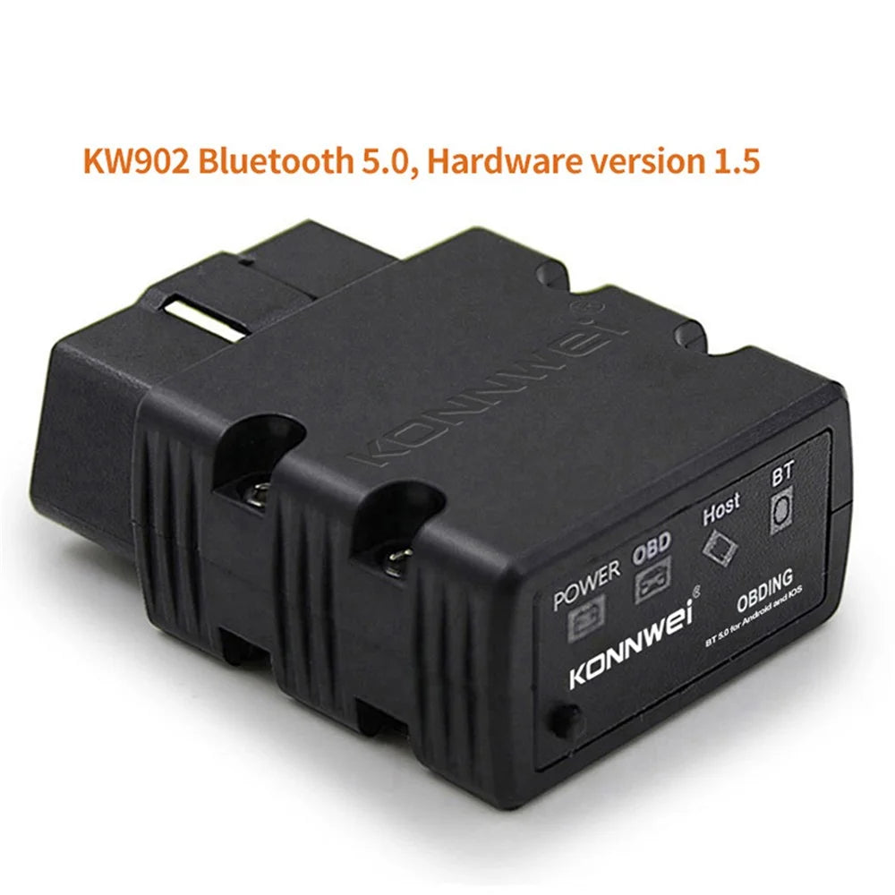 KONNWEI KW902 Bluetooth-compatible 4.0 5.0 ELM327 OBD2 IOS / Android Dual-Mode Car Fault Detector Diagnosis Device - Black - 2