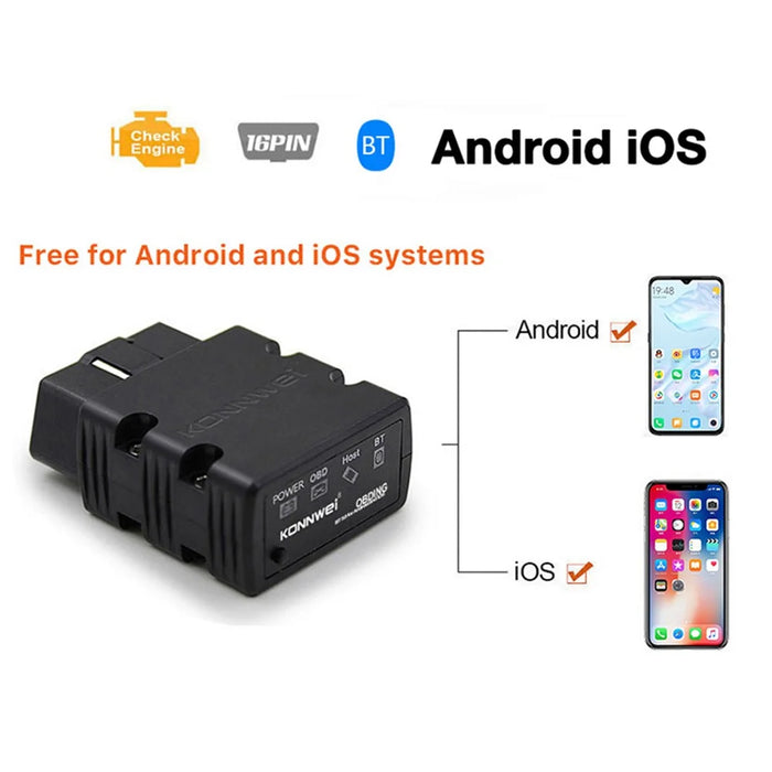 KONNWEI KW902 Bluetooth-compatible 4.0 5.0 ELM327 OBD2 IOS / Android Dual-Mode Car Fault Detector Diagnosis Device - Black - 3