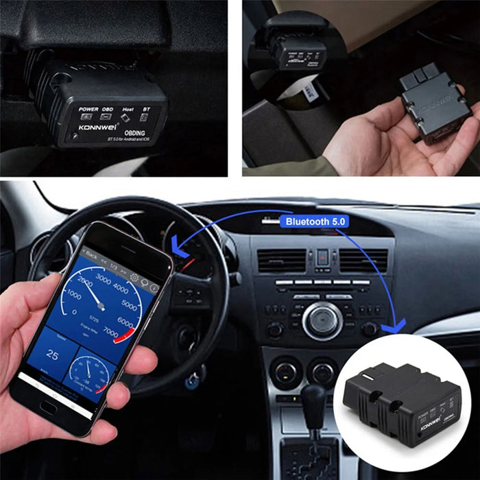 KONNWEI KW902 Bluetooth-compatible 4.0 5.0 ELM327 OBD2 IOS / Android Dual-Mode Car Fault Detector Diagnosis Device - Black - 6