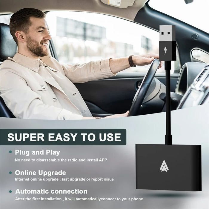 THT-020-2+ Android Auto Wireless CarPlay Adapter Android Auto Wired to Wireless Converter Support USB and Type-C Port - Black - 4