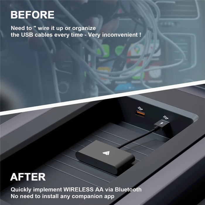 THT-020-2+ Android Auto Wireless CarPlay Adapter Android Auto Wired to Wireless Converter Support USB and Type-C Port - Black - 5