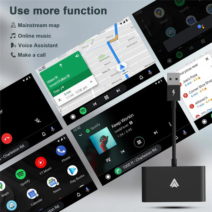 THT-020-2+ Android Auto Wireless CarPlay Adapter Android Auto Wired to Wireless Converter Support USB and Type-C Port - Black - 7