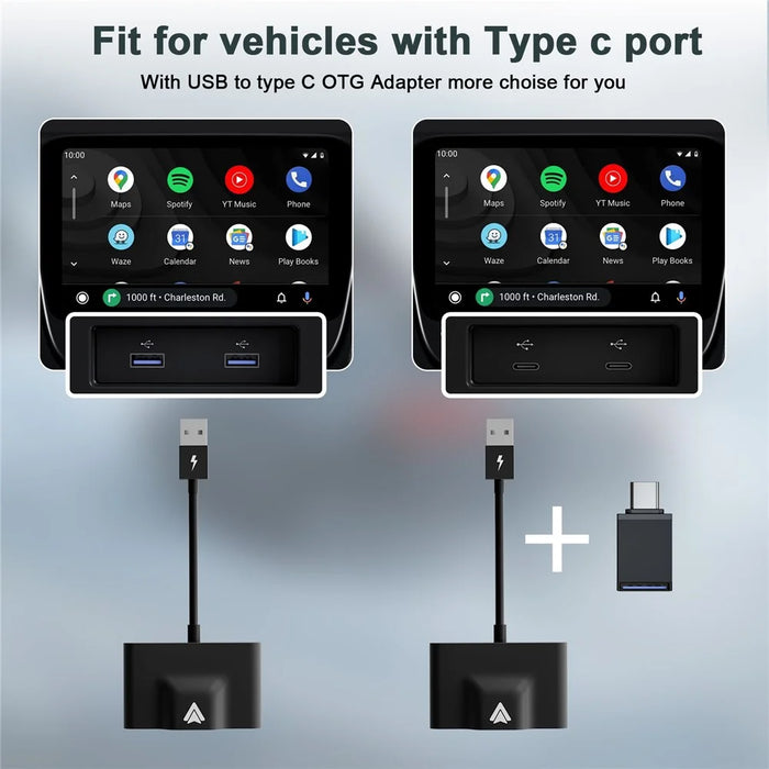 THT-020-3+ Wireless Android Auto Adapter Plug and Play Wired to Wireless Android Auto Dongle Compatible with Android 6.0+ - Black - 5