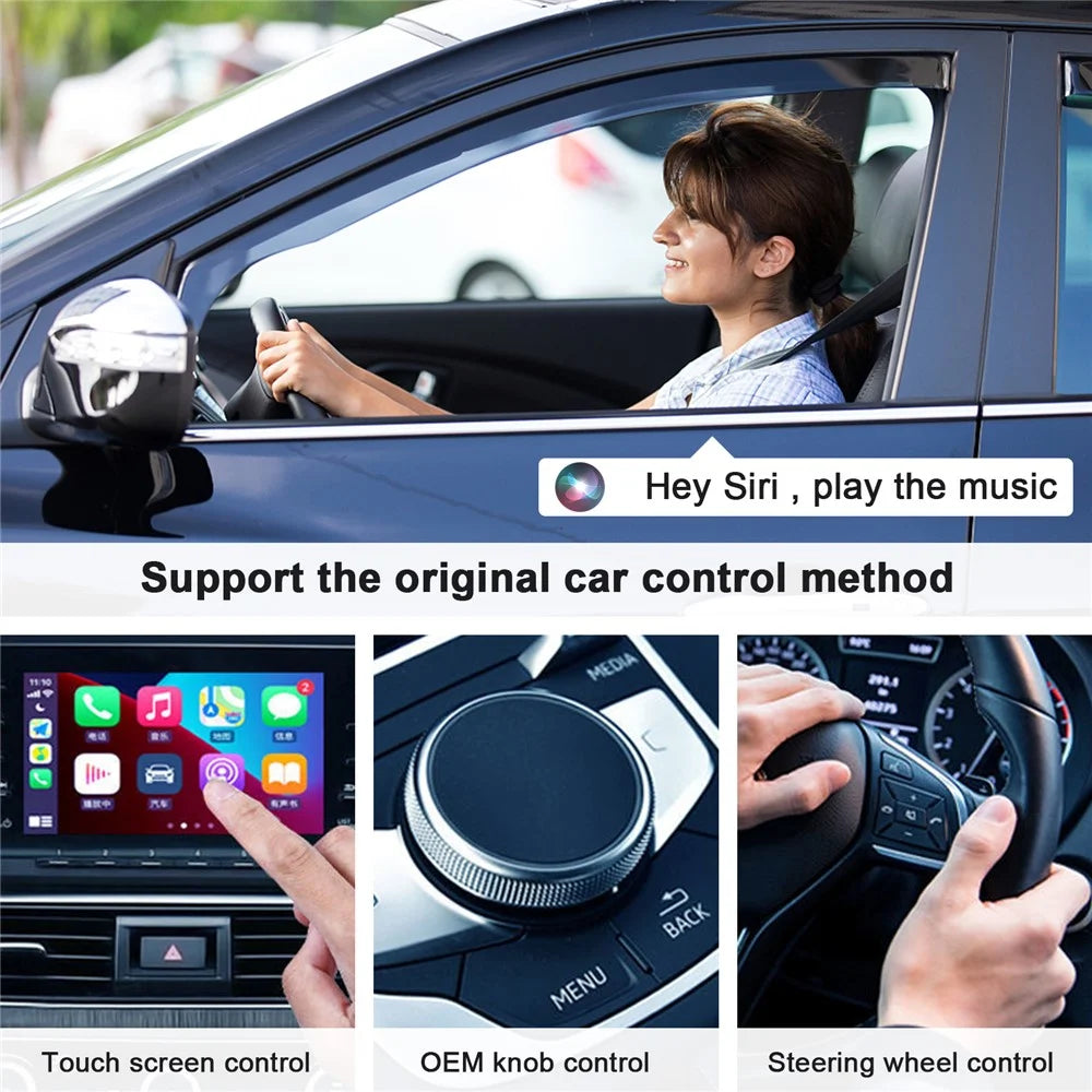 THT-020-2 iP Wireless CarPlay Converter Dongle for Wired CarPlay Car Adapter Support Online Update, Plug & Play - Black - 3