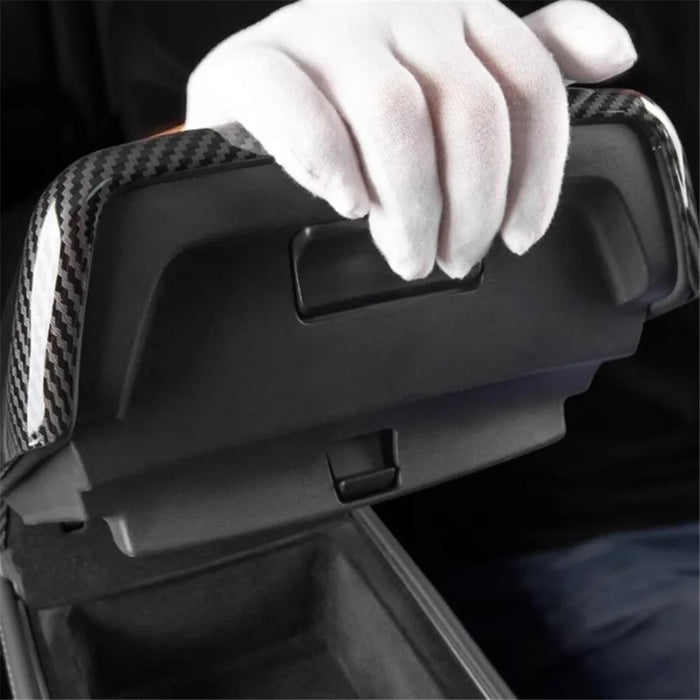 M30246 ABS Car Armrest Box Cover for Tesla Model 3 17-22 / Model Y 21-22 Central Control Armrest Interior Decor - Carbon Fiber - 2