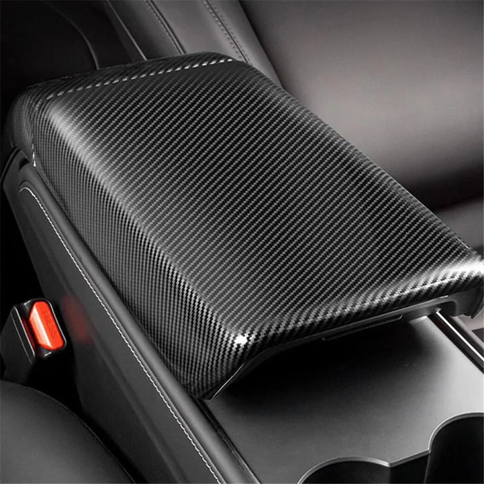 M30246 ABS Car Armrest Box Cover for Tesla Model 3 17-22 / Model Y 21-22 Central Control Armrest Interior Decor - Carbon Fiber - 4