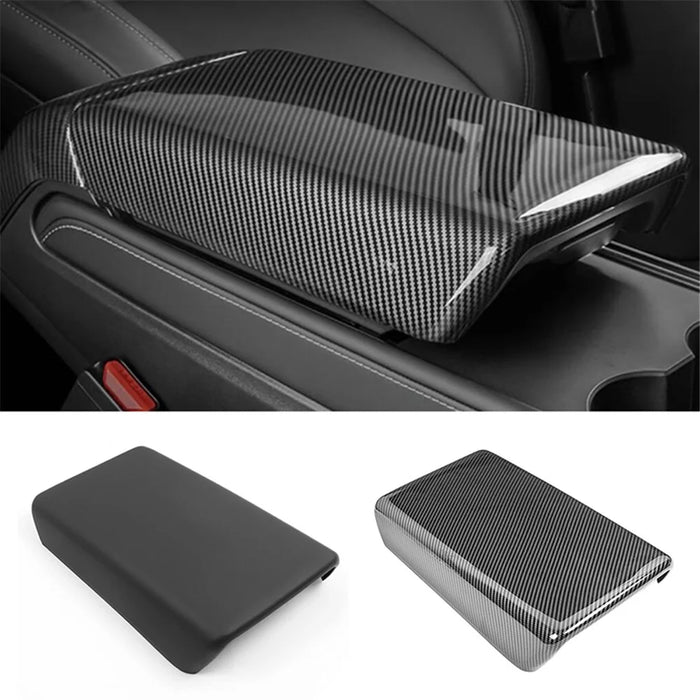 M30246 ABS Car Armrest Box Cover for Tesla Model 3 17-22 / Model Y 21-22 Central Control Armrest Interior Decor - Carbon Fiber - 5