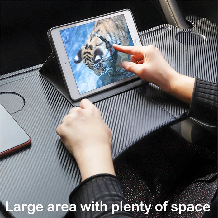 TSLZH271 Car Folding Table for Tesla Model Y 21-22 / Model 3 17-22 Carbon Fiber Steering Wheel Desk - 3