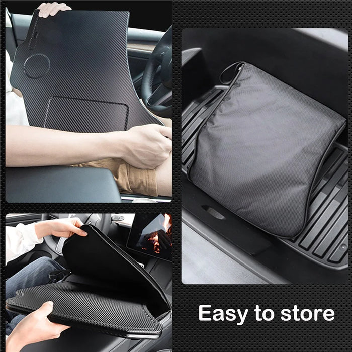 TSLZH271 Car Folding Table for Tesla Model Y 21-22 / Model 3 17-22 Carbon Fiber Steering Wheel Desk - 7