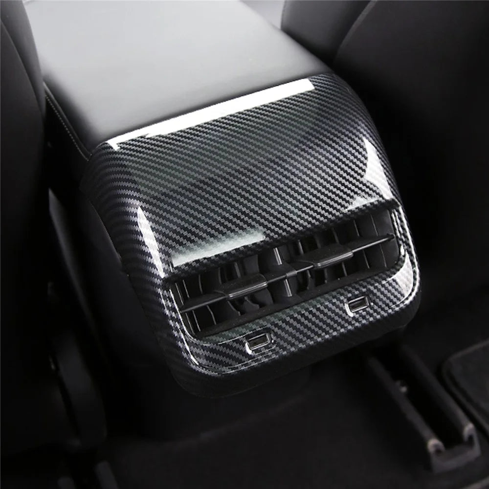 M30035 For Tesla Model 3 / Model Y Plastic Car Rear Air Vent Outlet Frame Interior Part - Carbon Fiber - 3
