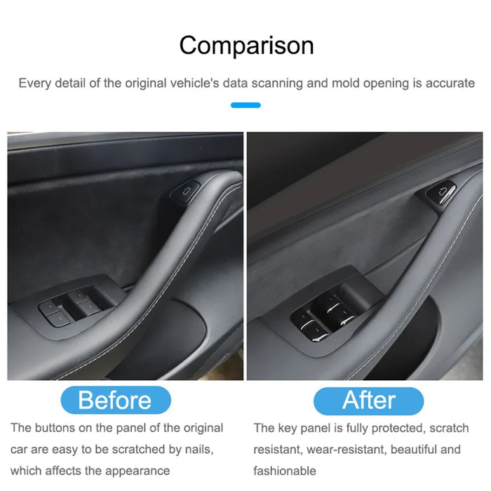 M30810 11Pcs Car Sticker Set Resin Button Repair Kit Window Switch, Door Lock Stickers for Tesla Model Y / 3 - 4