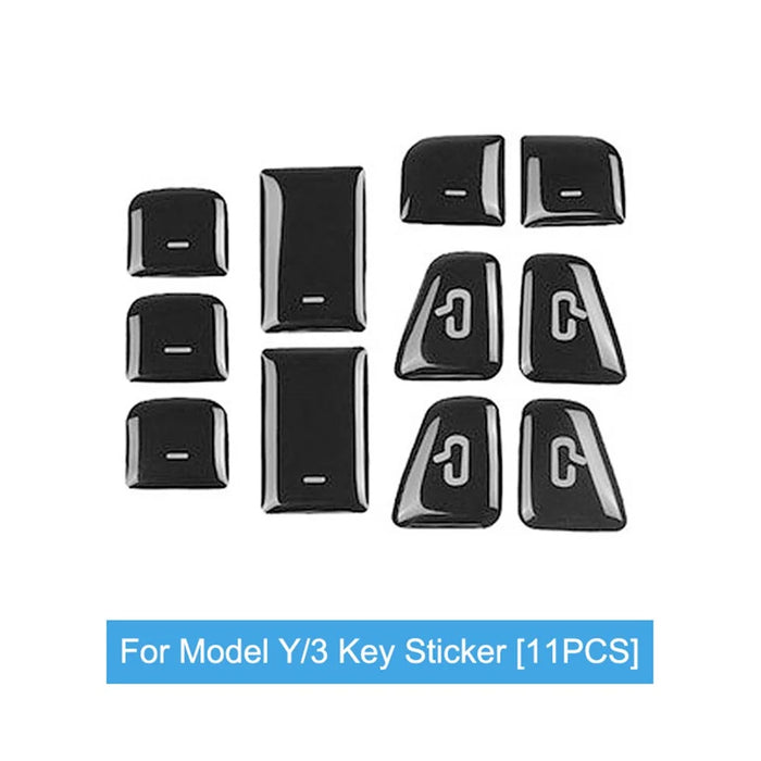 M30810 11Pcs Car Sticker Set Resin Button Repair Kit Window Switch, Door Lock Stickers for Tesla Model Y / 3 - 7