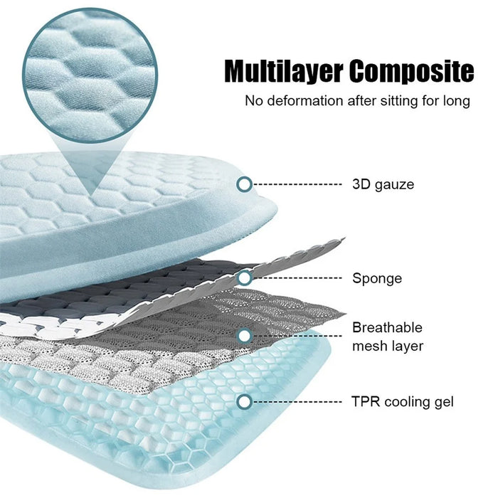 Car Cooling Seat Pad Pressure Relief Breathable Gel Seat Cushion for Home Office Chair - Blue - 4