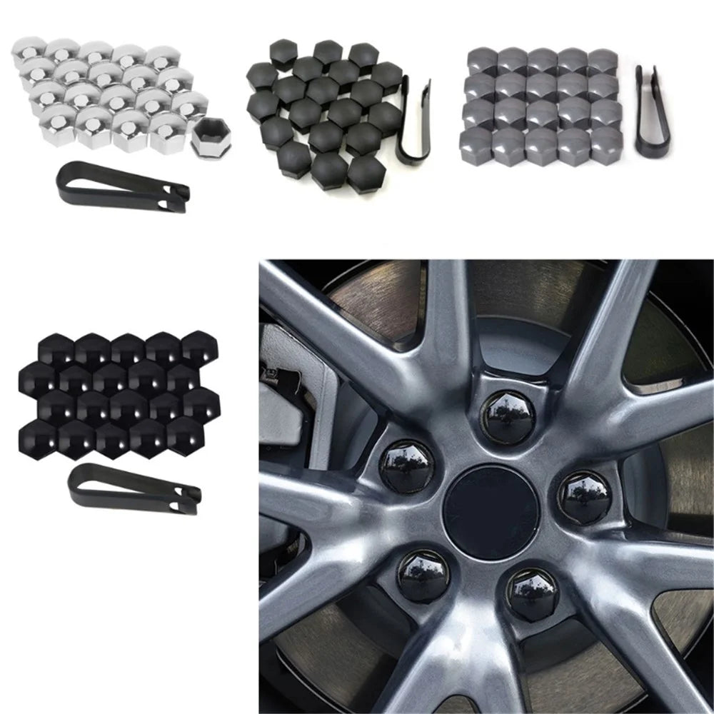 T98 20Pcs Wheel Screw Cap for Tesla Model 3 / X / S Car Nut Bolts Cap Tire Modify Dustproof Rustproof Cover Set - Glossy Grey - 3