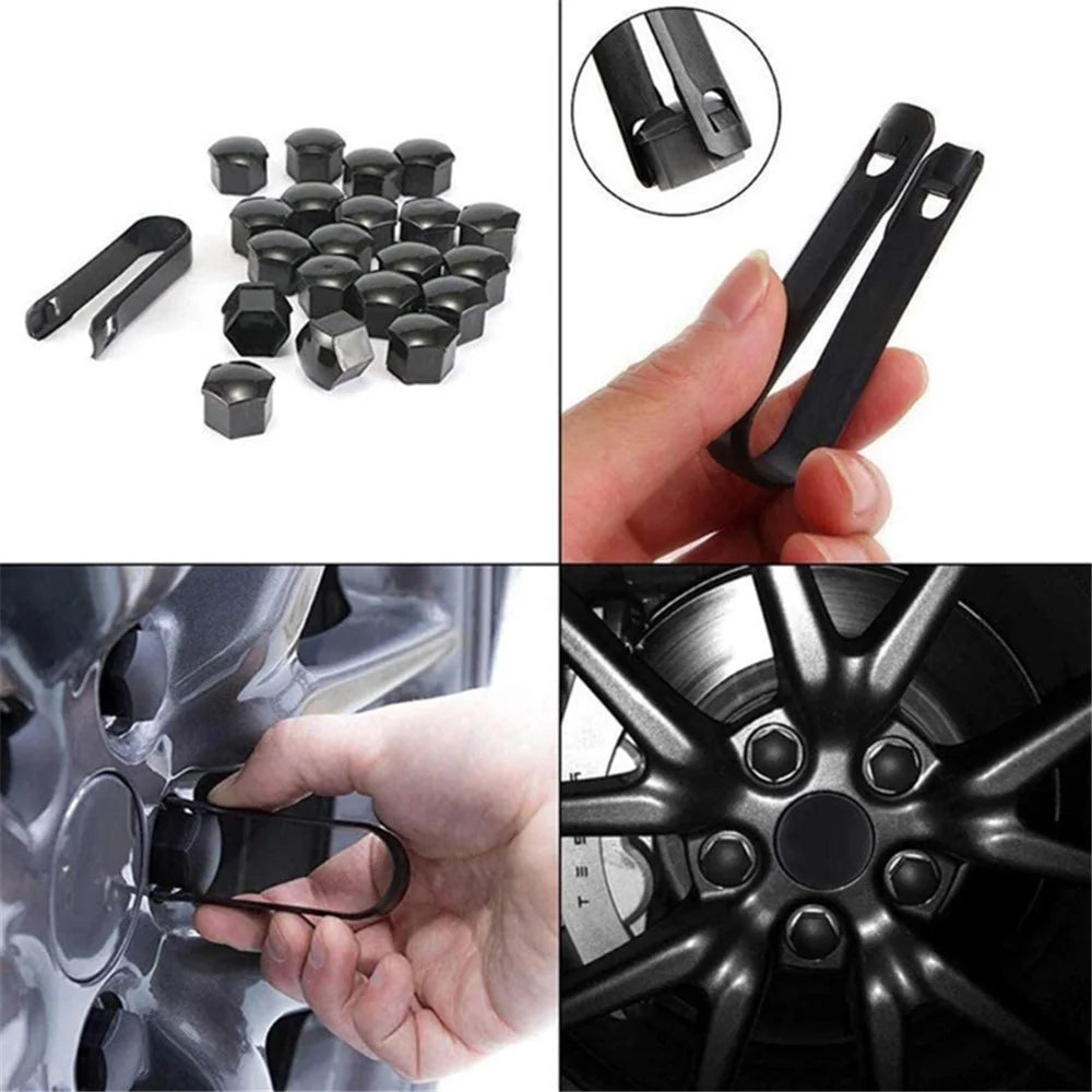 T98 20Pcs Wheel Screw Cap for Tesla Model 3 / X / S Car Nut Bolts Cap Tire Modify Dustproof Rustproof Cover Set - Glossy Grey - 4